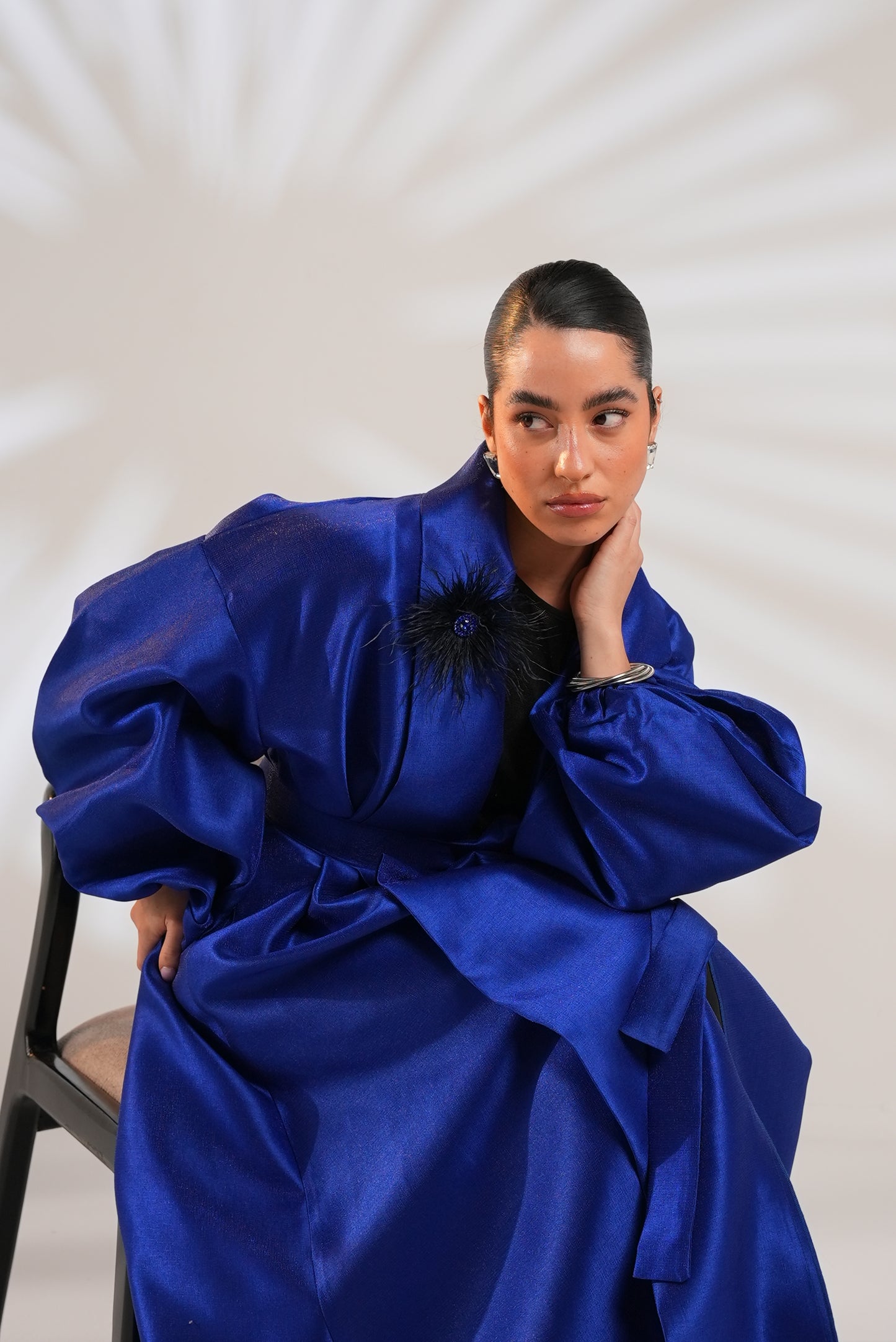 Royal Taffeta Kaftan In Royal Blue