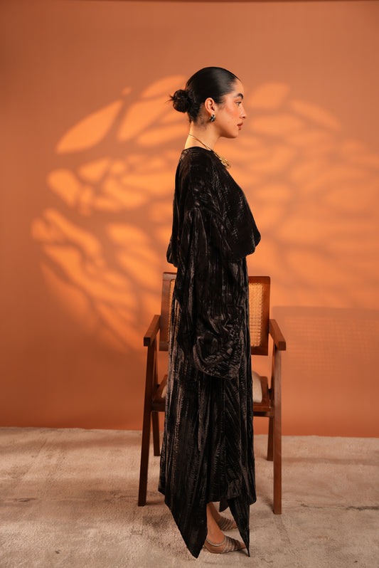 Velvet Eclipse Asymmetrical Skirt Set Dark Brown