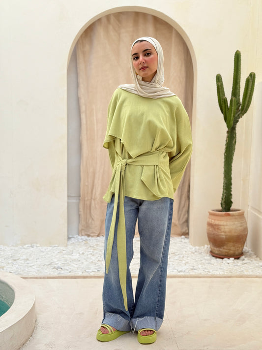 Elegant Twist Blouse In Matcha