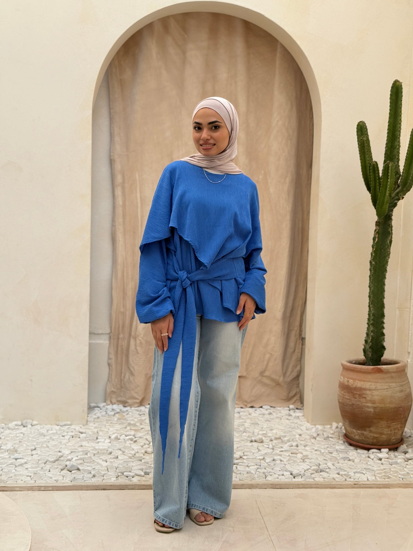 Elegant Twist blouse In Royal Blue