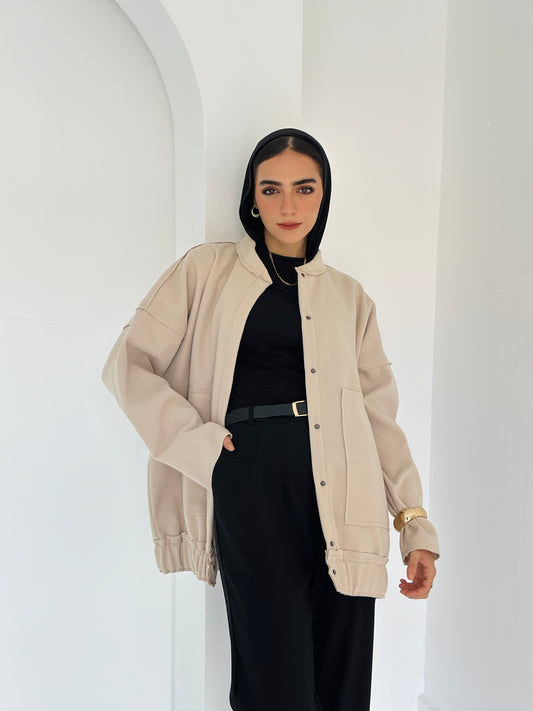 casual Wool Jacket In Beige