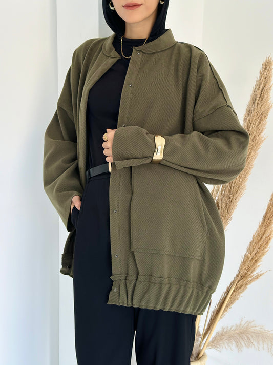 casual Wool Jacket In Olive