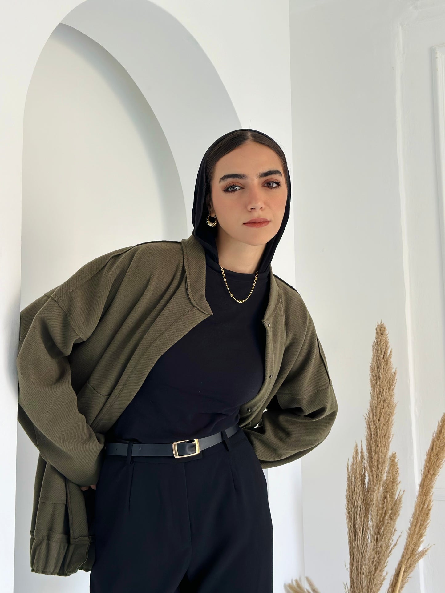 casual Wool Jacket In Olive