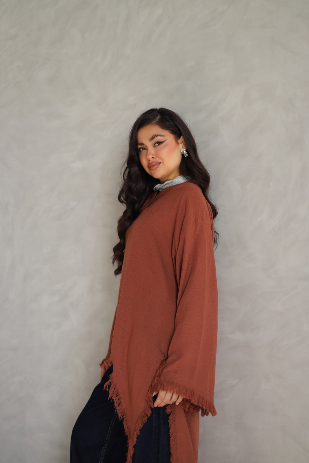 Solea fringe top burnt brick