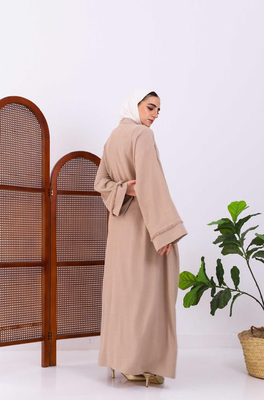 Wrapped Linen Dress In Café