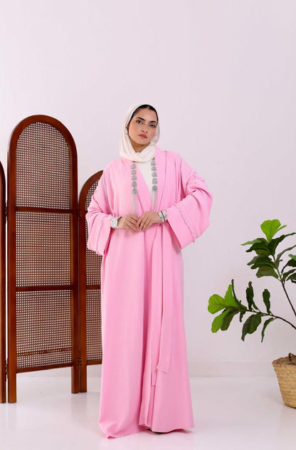 Wrapped Linen Dress In Candy Pink