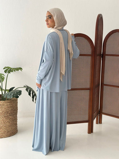 Elegance In Motion Skirt Set In Baby Blue