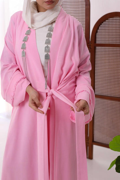 Wrapped Linen Dress In Candy Pink