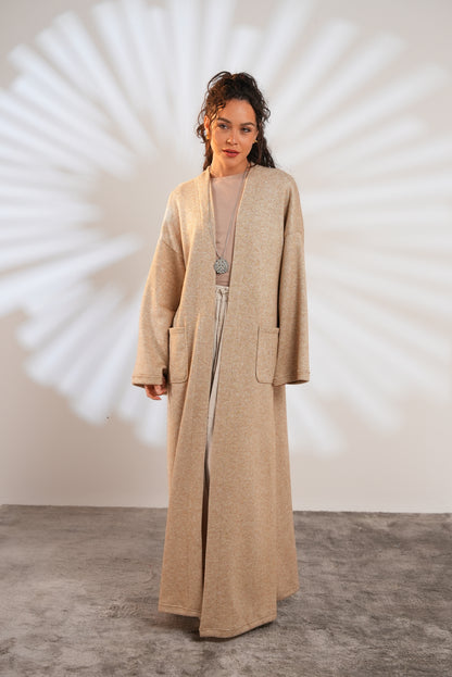 Soft Embrace Shawl Cardigan In Beige