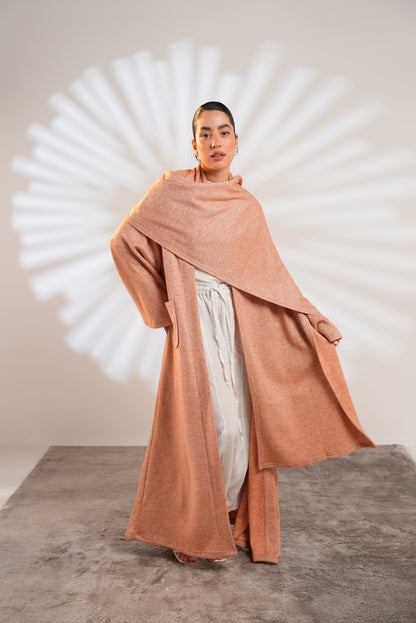 Soft Embrace Shawl Cardigan In Apricot