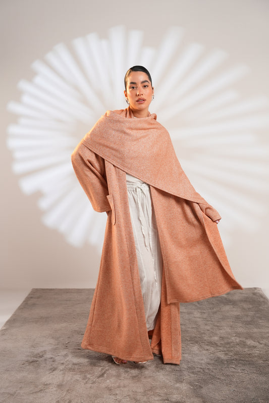 Soft Embrace Shawl Cardigan In Apricot