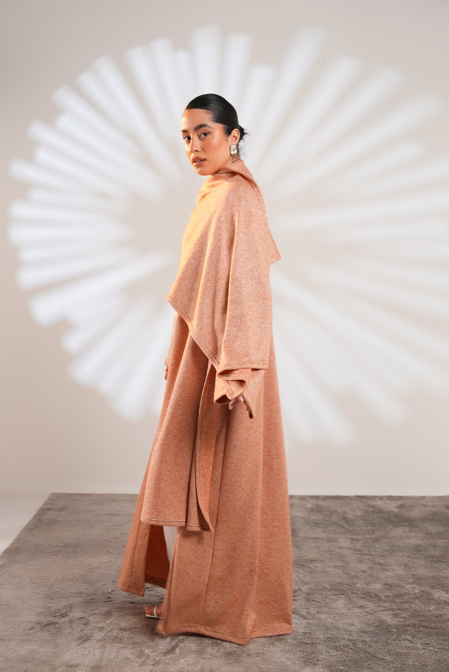Soft Embrace Shawl Cardigan In Apricot