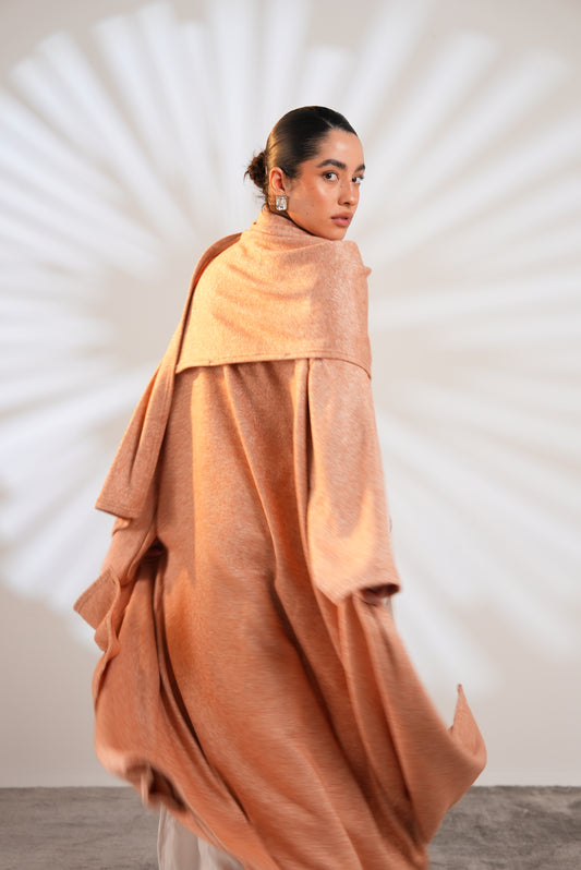 Soft Embrace Shawl Cardigan In Apricot