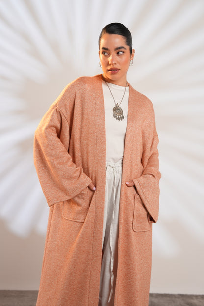 Soft Embrace Shawl Cardigan In Apricot