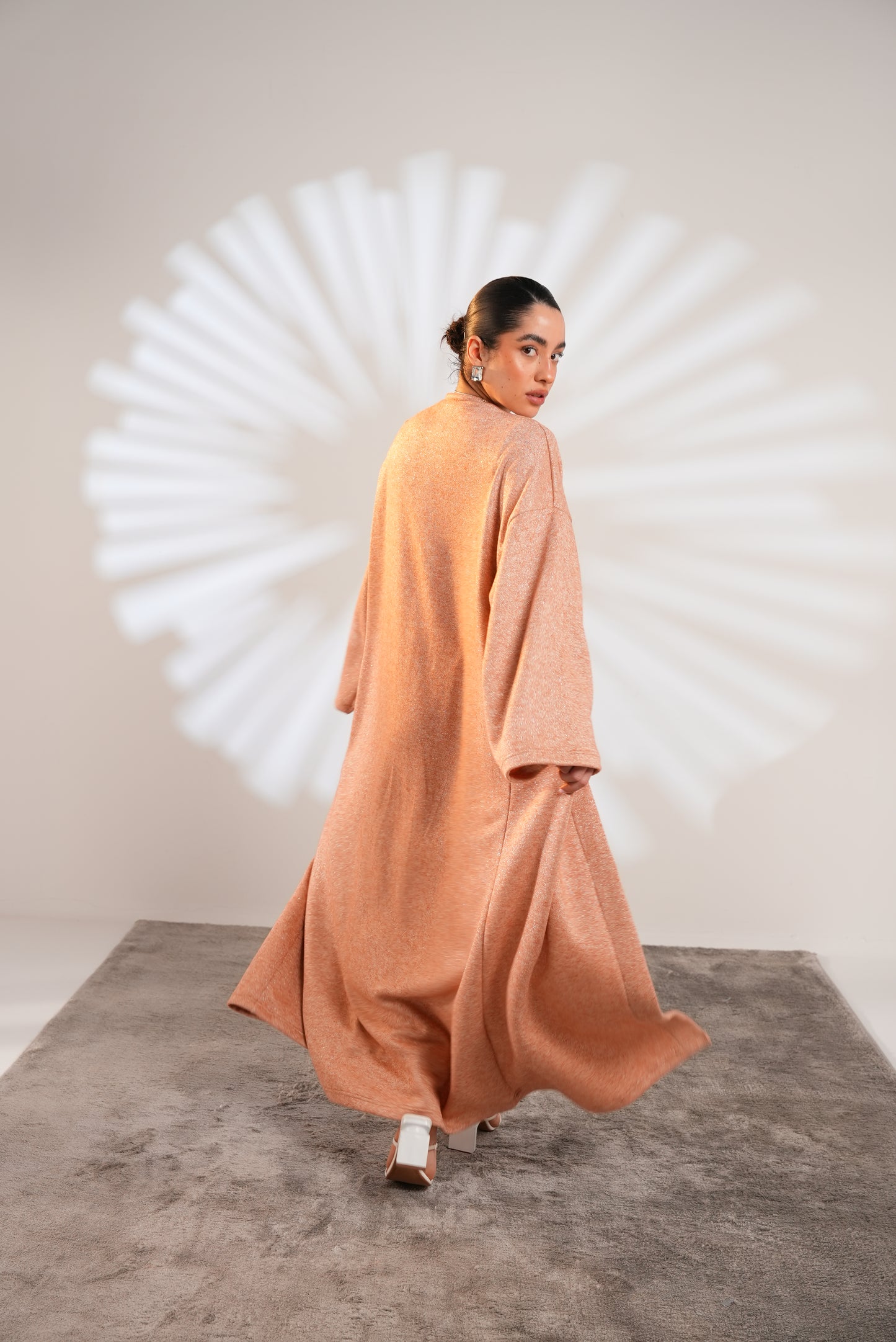 Soft Embrace Shawl Cardigan In Apricot