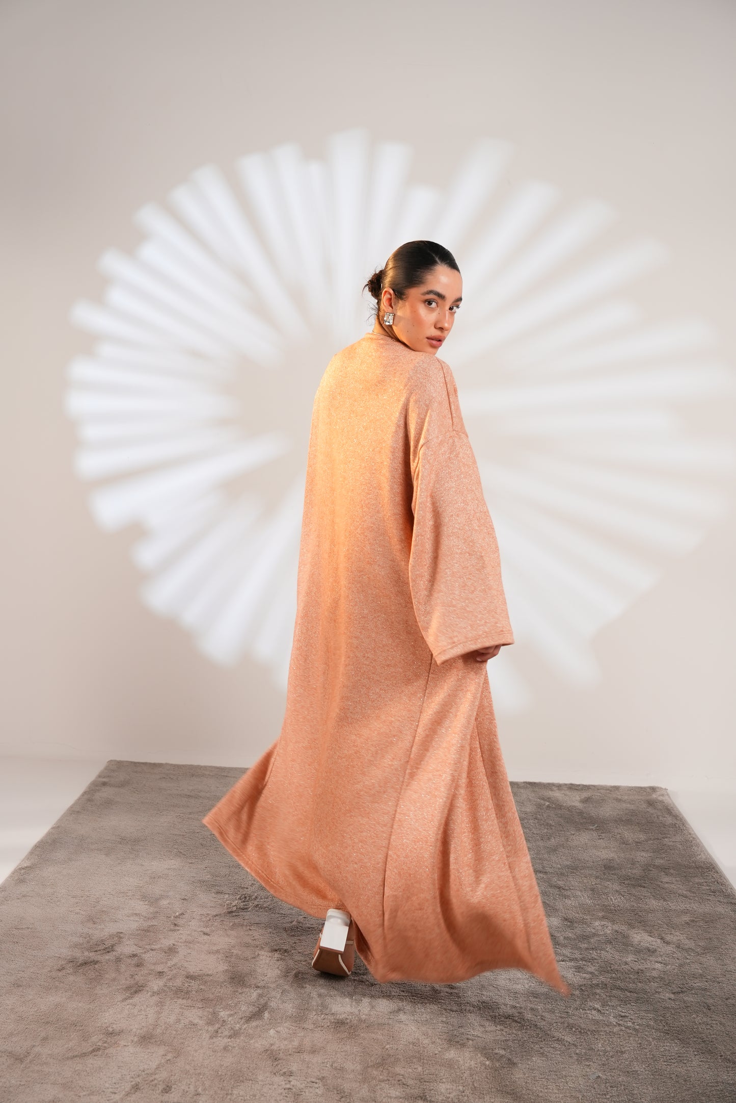 Soft Embrace Shawl Cardigan In Apricot