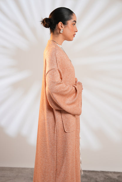 Soft Embrace Shawl Cardigan In Apricot