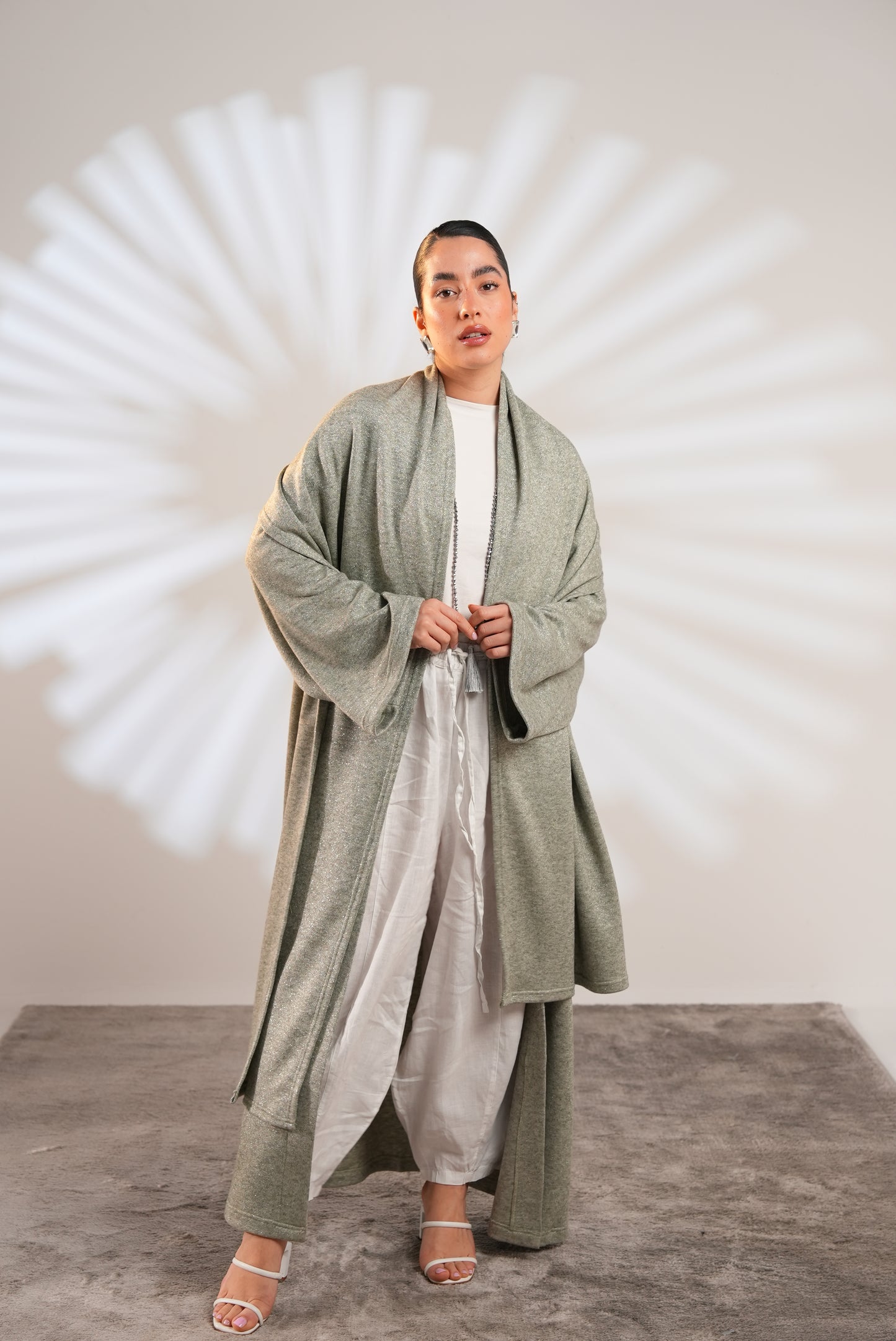 Soft Embrace Shawl Cardigan In Mint