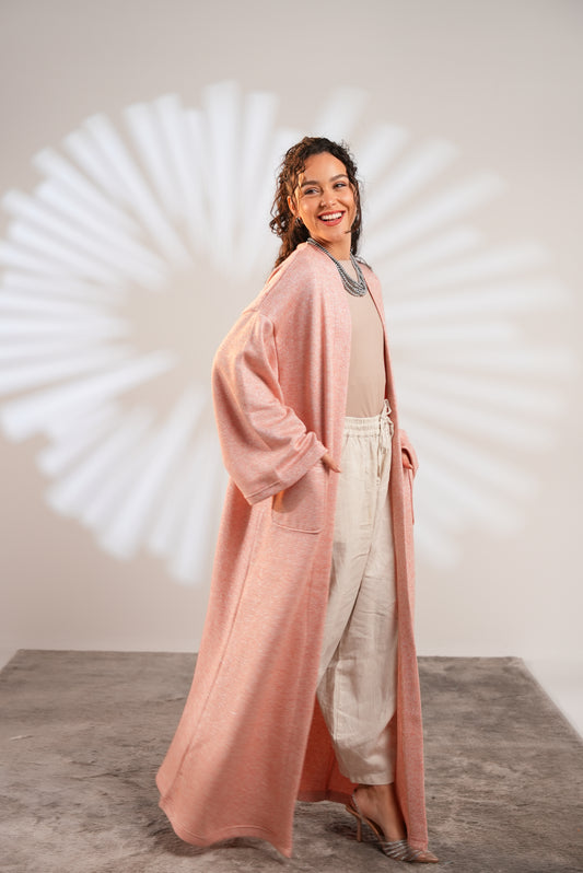 Soft Embrace Shawl Cardigan In Pink