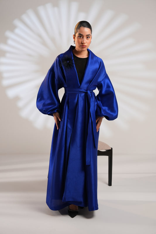 Royal Taffeta Kaftan In Royal Blue
