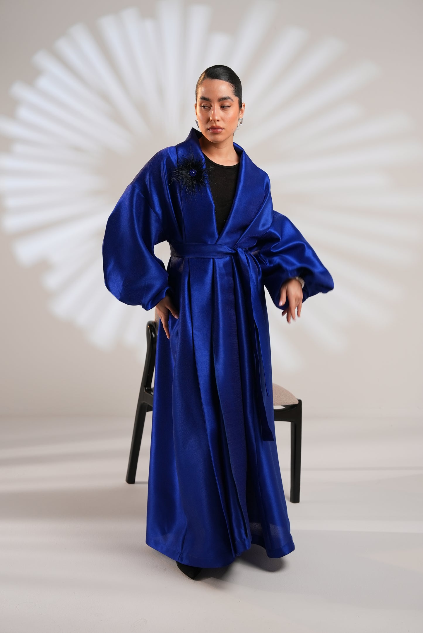 Royal Taffeta Kaftan In Royal Blue