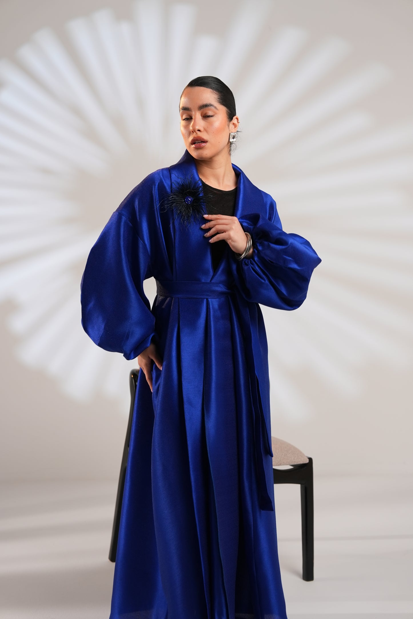Royal Taffeta Kaftan In Royal Blue