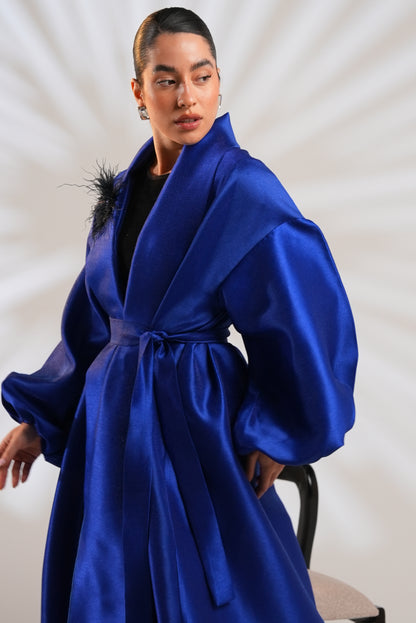 Royal Taffeta Kaftan In Royal Blue