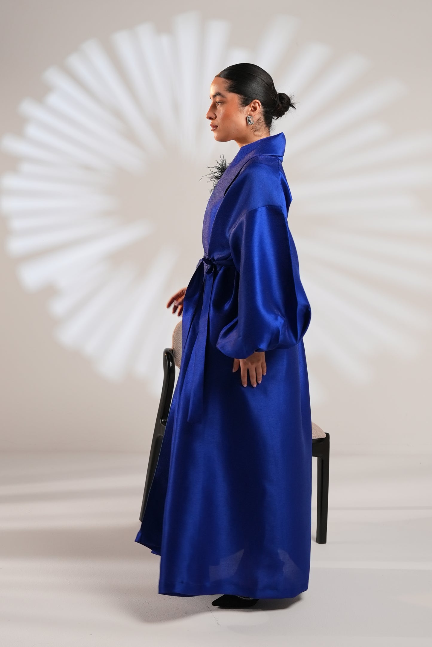 Royal Taffeta Kaftan In Royal Blue