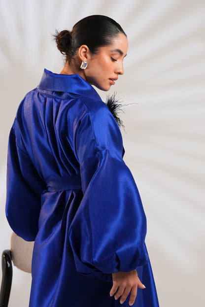 Royal Taffeta Kaftan In Royal Blue