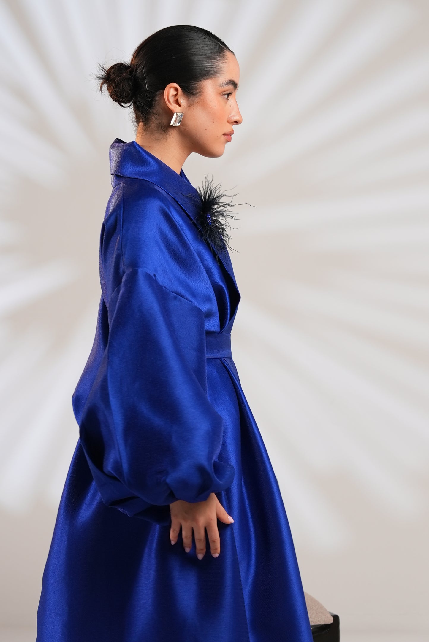 Royal Taffeta Kaftan In Royal Blue