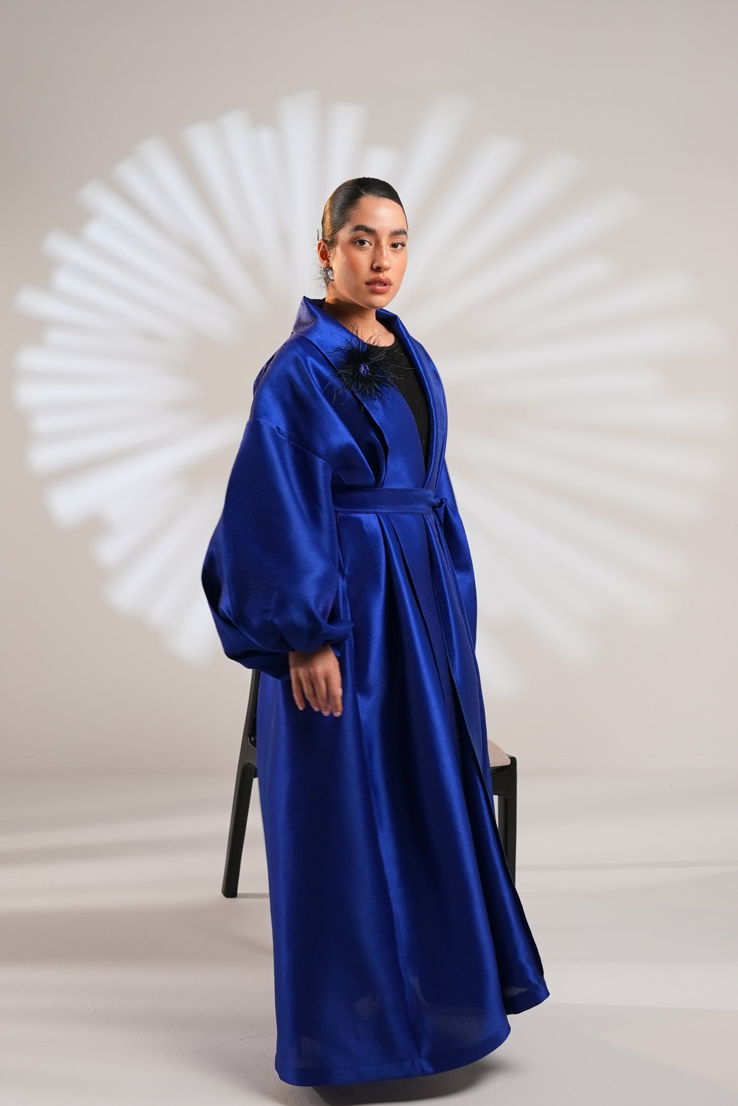 Royal Taffeta Kaftan In Royal Blue