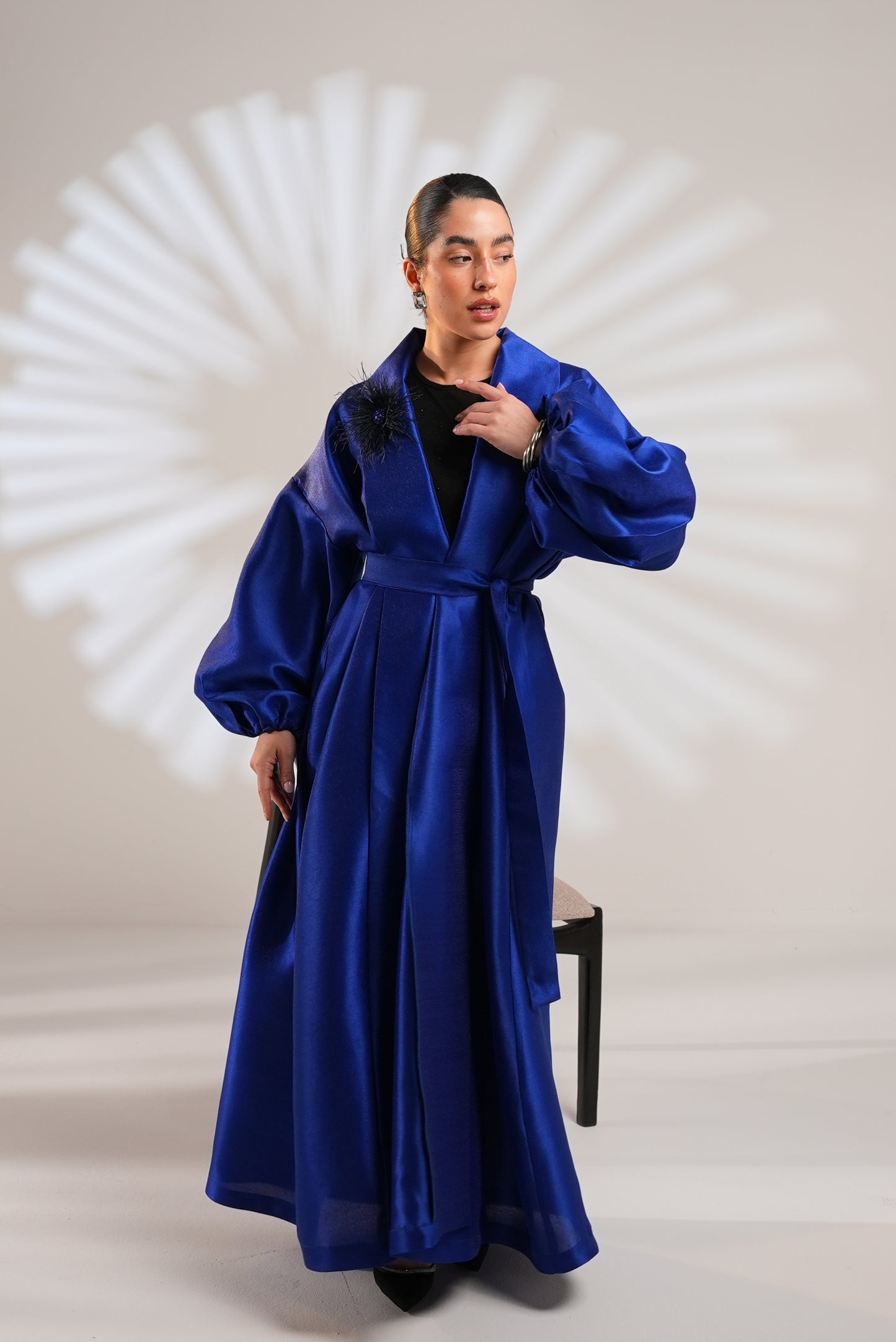 Royal Taffeta Kaftan In Royal Blue