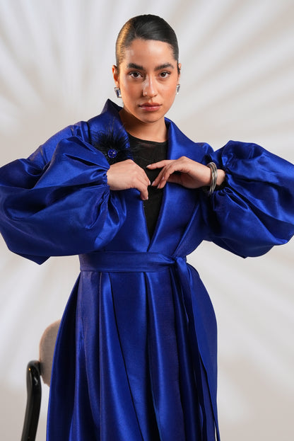 Royal Taffeta Kaftan In Royal Blue