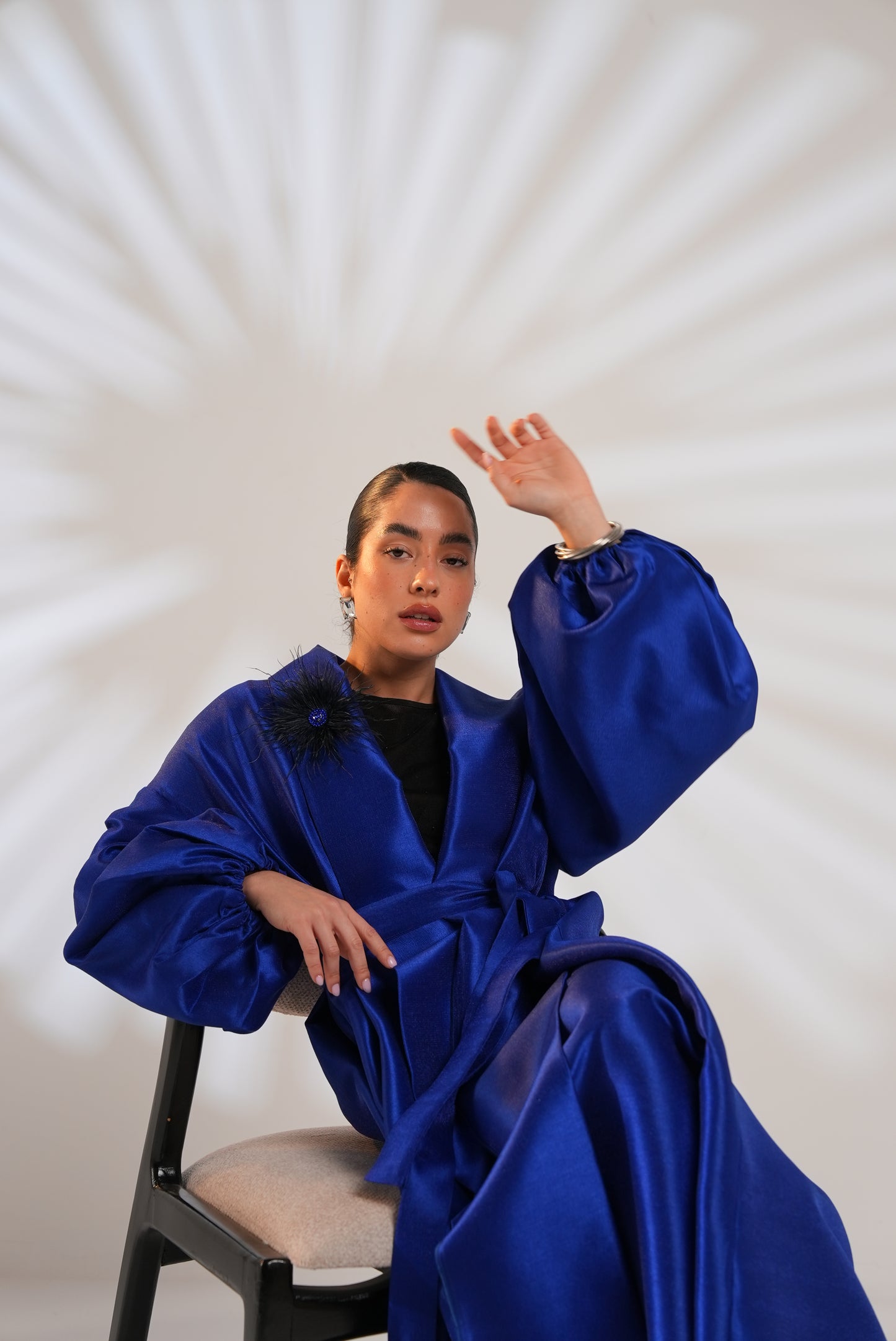 Royal Taffeta Kaftan In Royal Blue