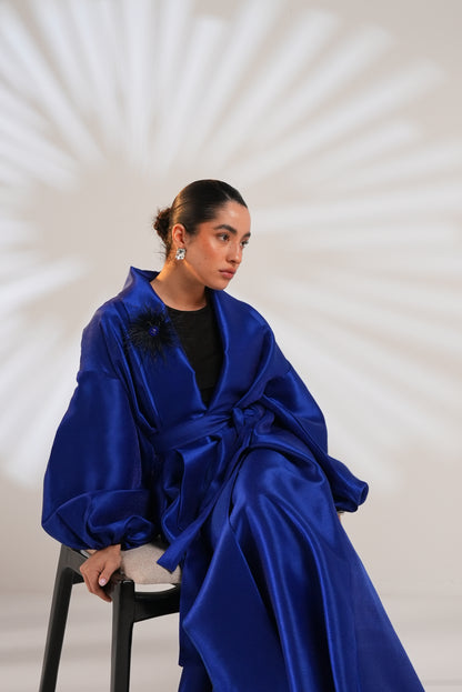 Royal Taffeta Kaftan In Royal Blue