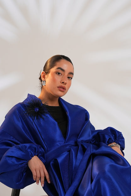 Royal Taffeta Kaftan In Royal Blue