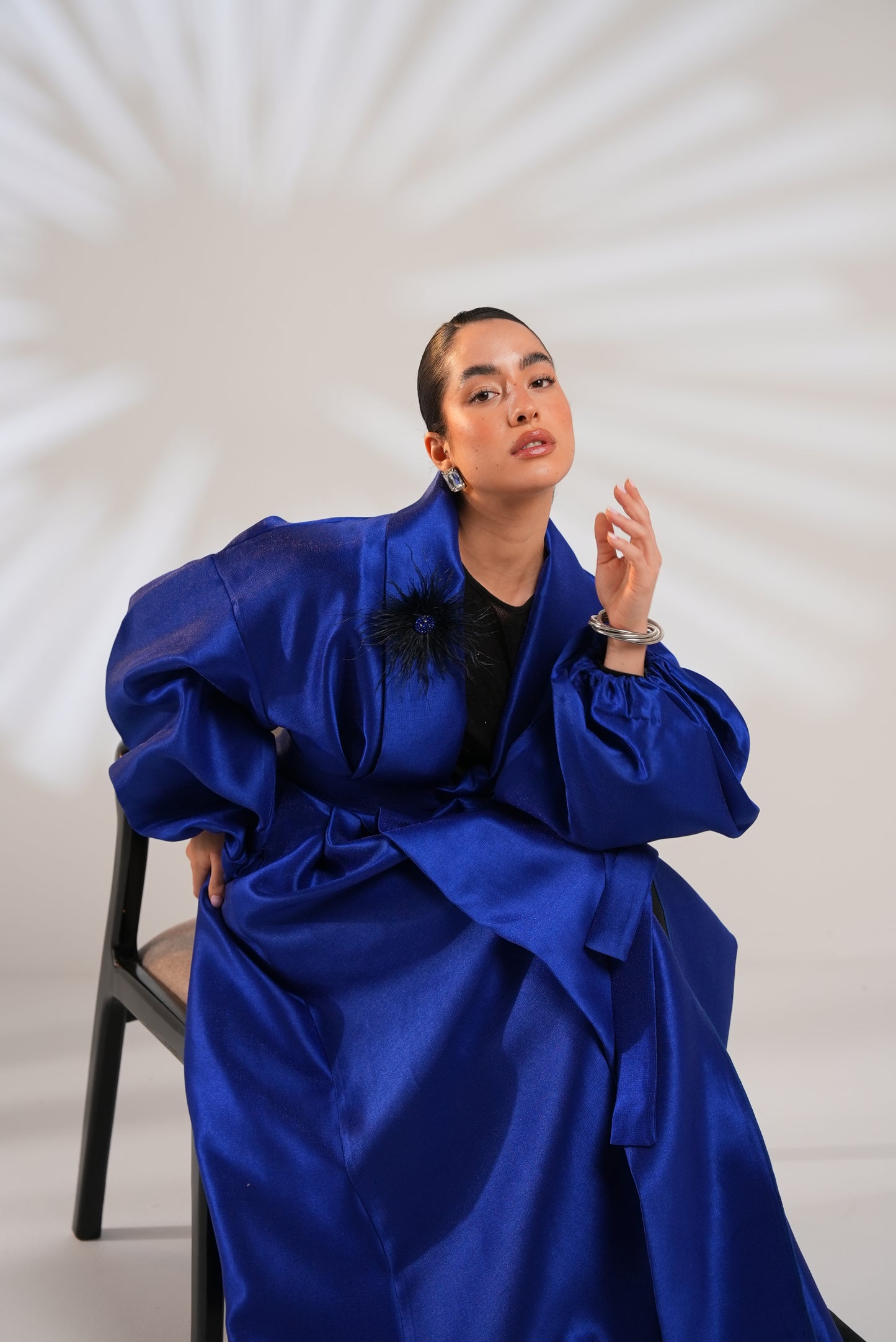 Royal Taffeta Kaftan In Royal Blue