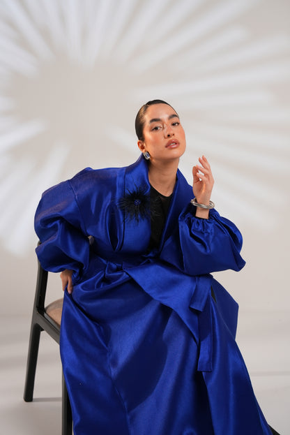 Royal Taffeta Kaftan In Royal Blue