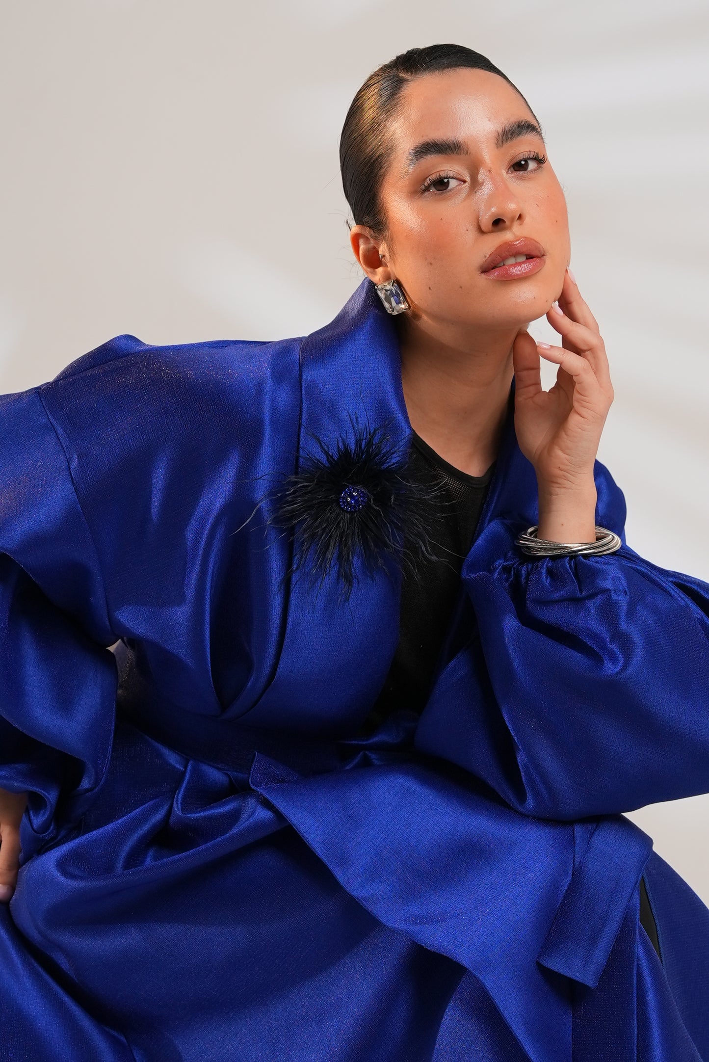 Royal Taffeta Kaftan In Royal Blue