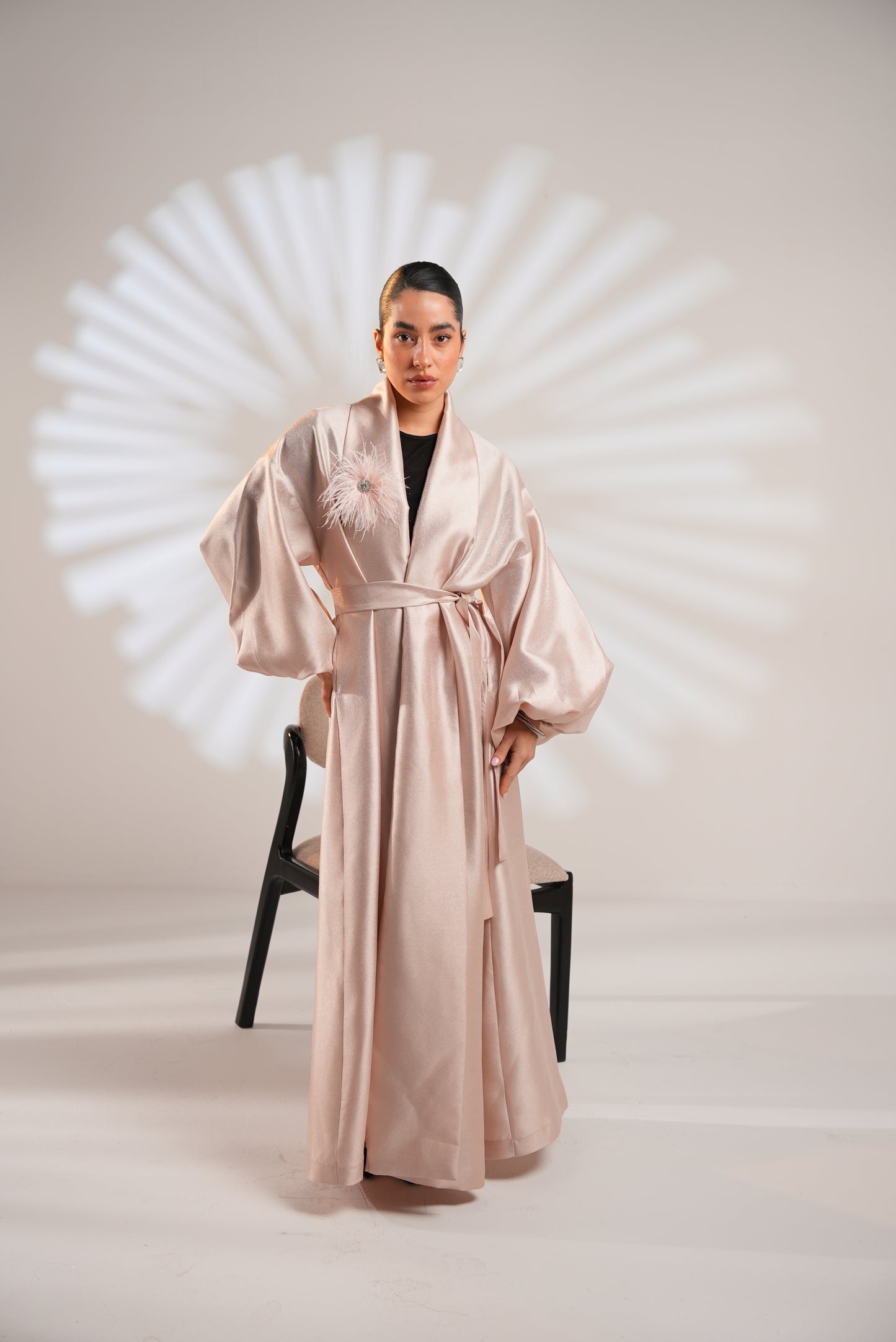 Royal Taffeta Kaftan In Blush Pink