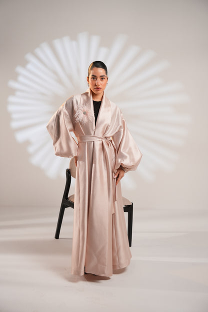 Royal Taffeta Kaftan In Blush Pink