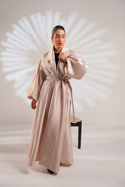 Royal Taffeta Kaftan In Blush Pink