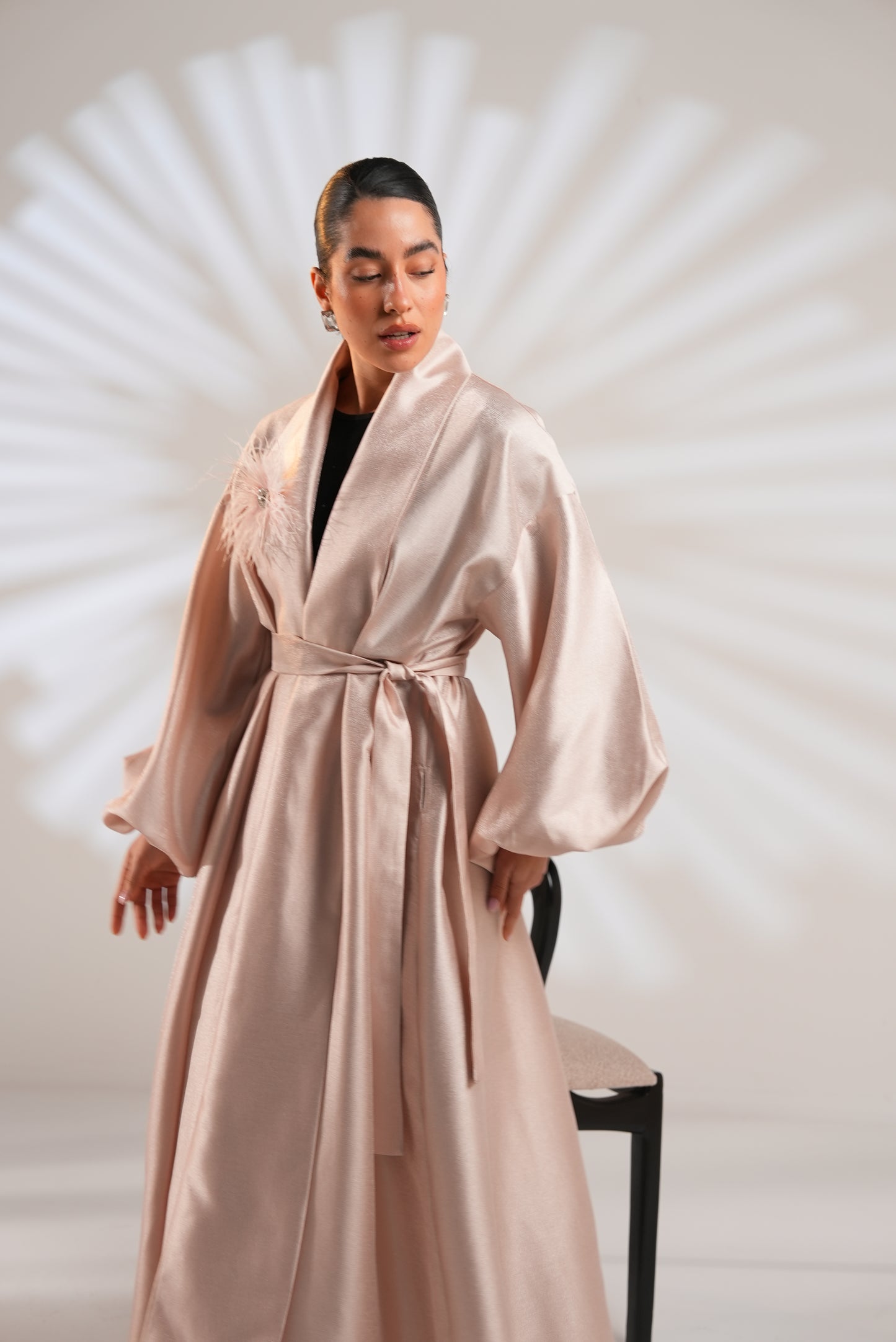 Royal Taffeta Kaftan In Blush Pink