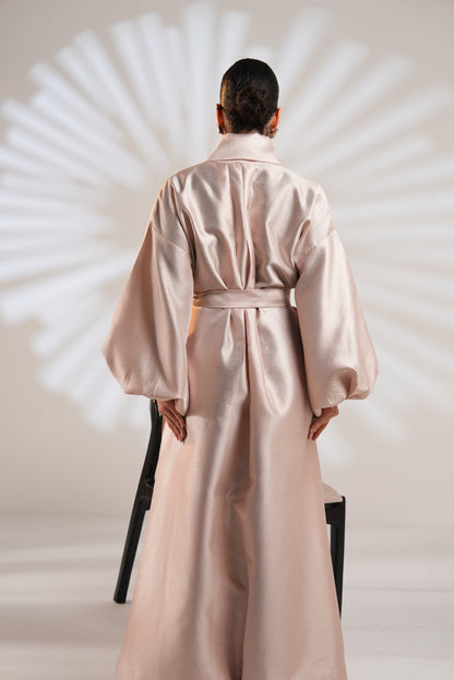 Royal Taffeta Kaftan In Blush Pink