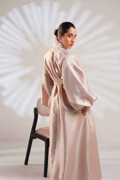 Royal Taffeta Kaftan In Blush Pink