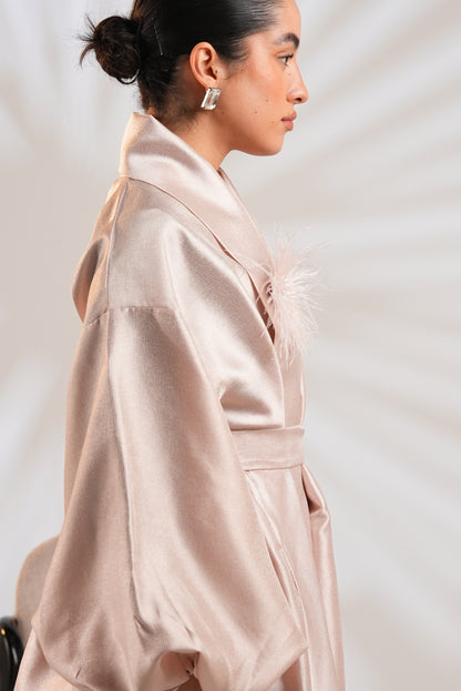 Royal Taffeta Kaftan In Blush Pink