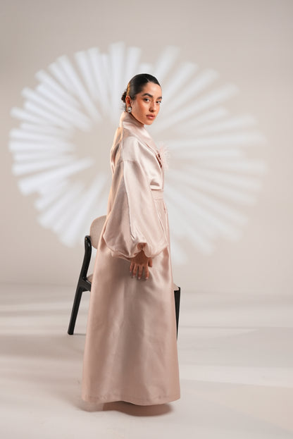 Royal Taffeta Kaftan In Blush Pink