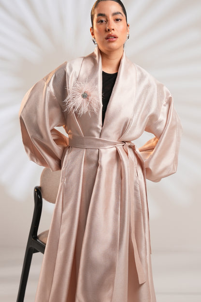 Royal Taffeta Kaftan In Blush Pink