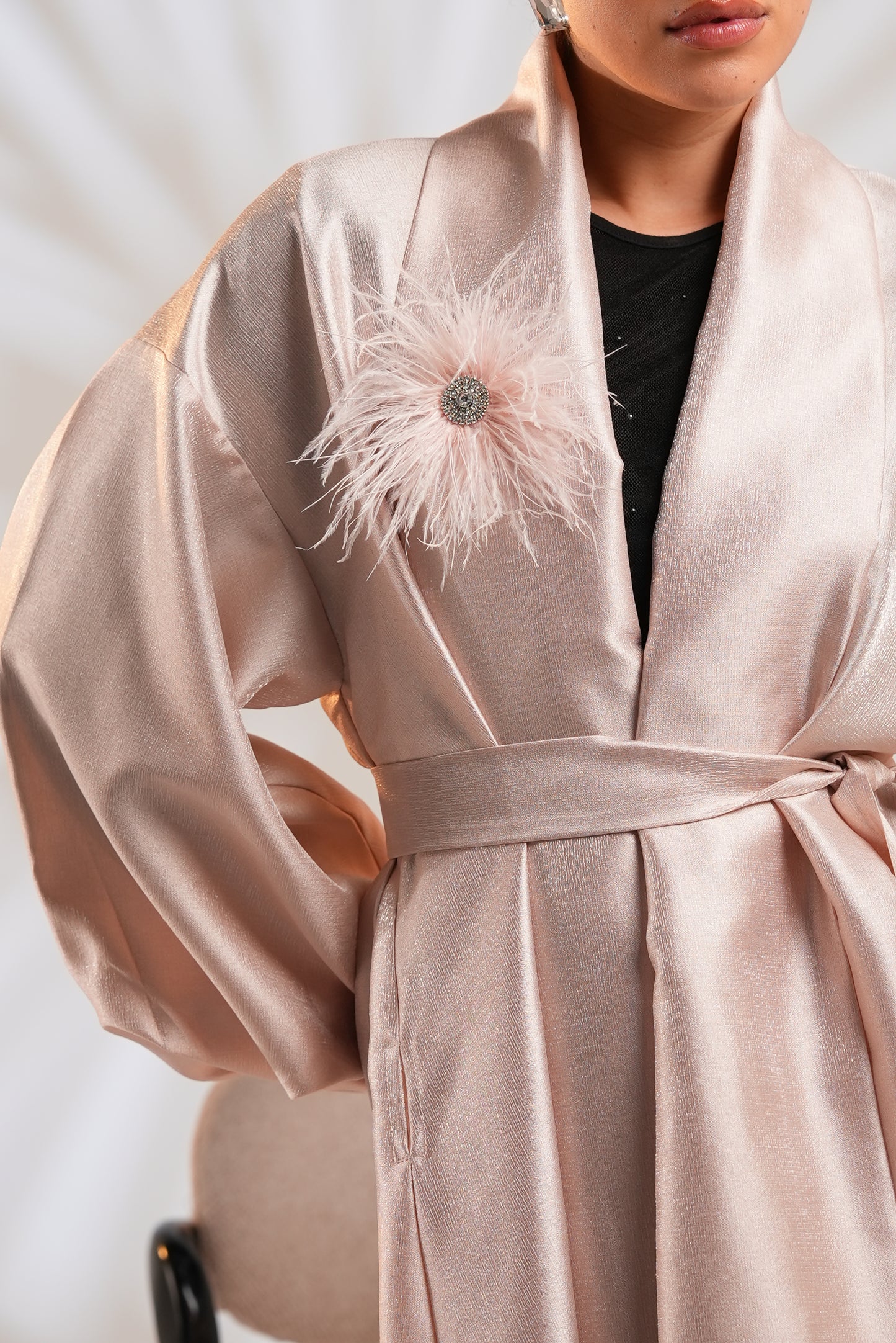 Royal Taffeta Kaftan In Blush Pink