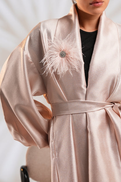 Royal Taffeta Kaftan In Blush Pink